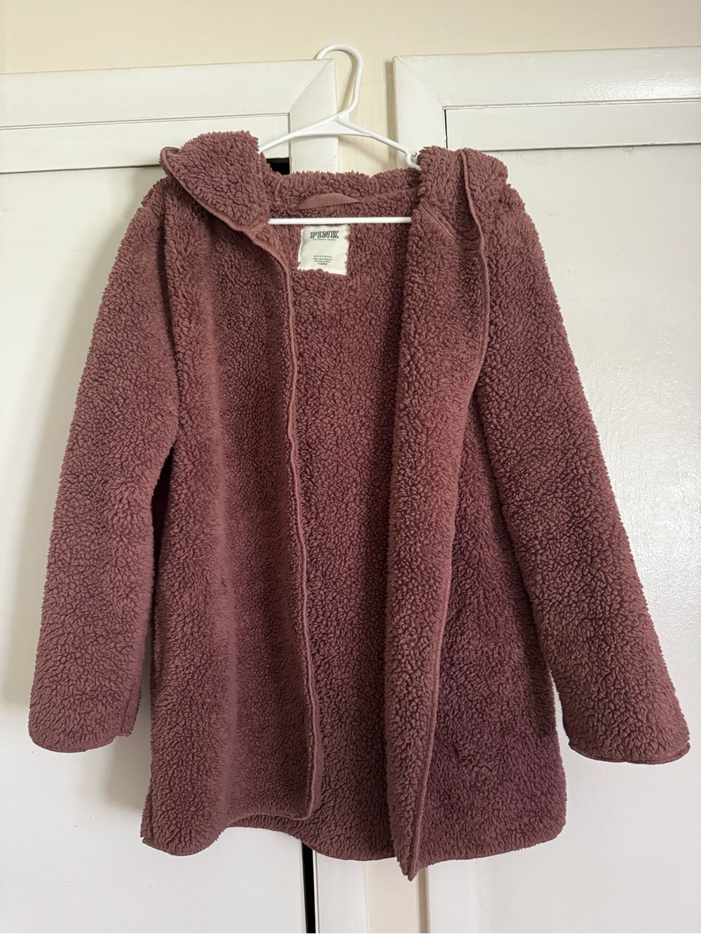 Victoria’s Secret Pink teddy bear soft fleece jacket mauve extra small hoodie